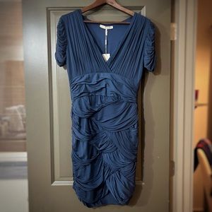 NWT Halston Heritage Bodycon Ruched Ocean Blue Cocktail Dress